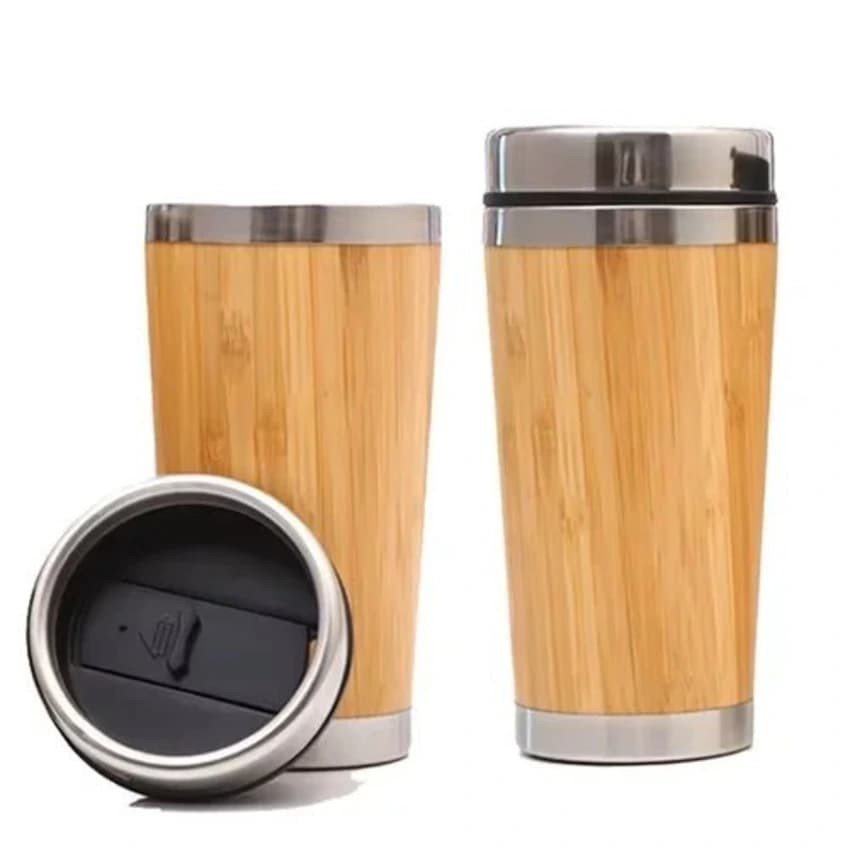 Insulated Stainless Steel Bamboo Coffee Tumbler 450 ml