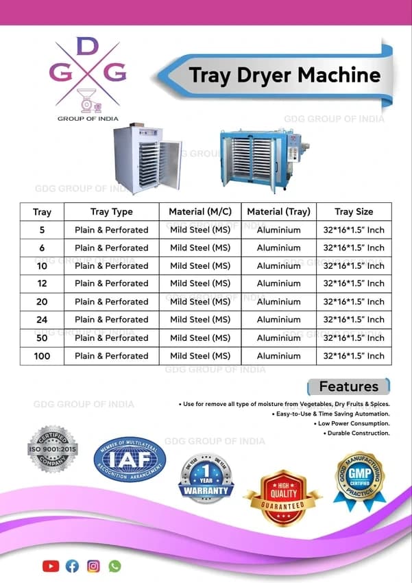 Electric Tray Dryer Machine