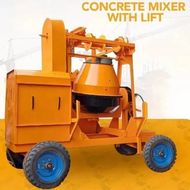 10 hp Diesel 2 Pole Tower Lift Concrete Mixer Machine, 1800, Capacity: 560 Ltr