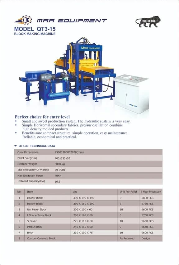 Semi-Automatic Fly Ash Brick Making Machine (Solid Brick)
