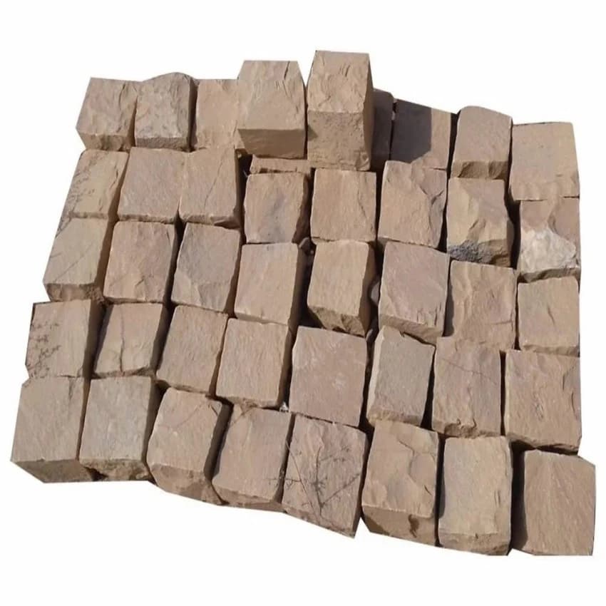 Outdoor Solid Yellow Sandstone Cobbles, For Landscaping