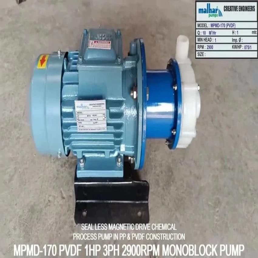 MALHAR Pp Sealless Magnetic Drive Chemical Process Pump In PVDF, Model Name/Number: MPMD-30