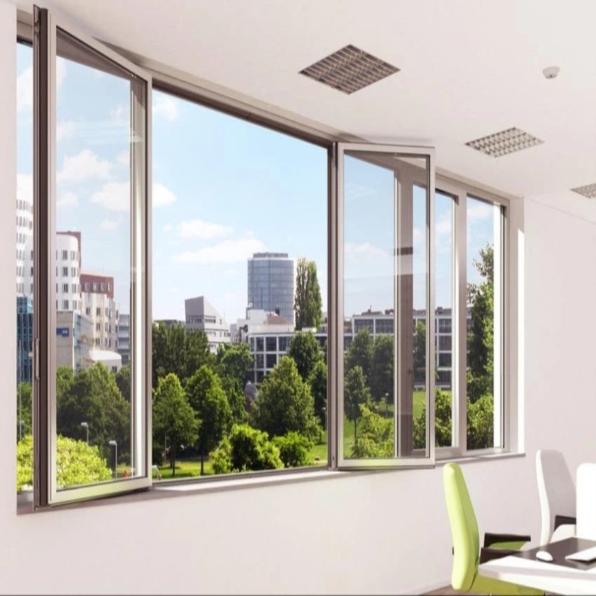Grey Powder Coated Schueco Aluminium Window, For Residential, Modern