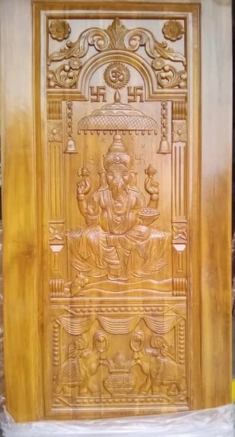 Exterior Teak Wood Carved Door, 7 X 3