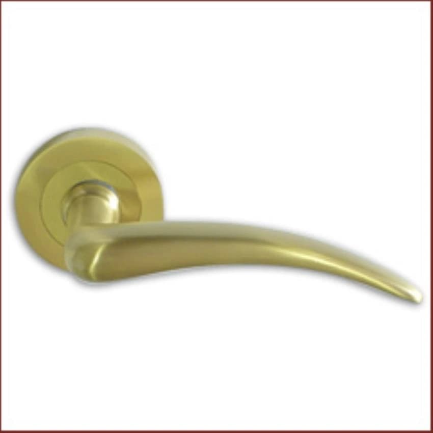 Brass Door Handle Round Rose