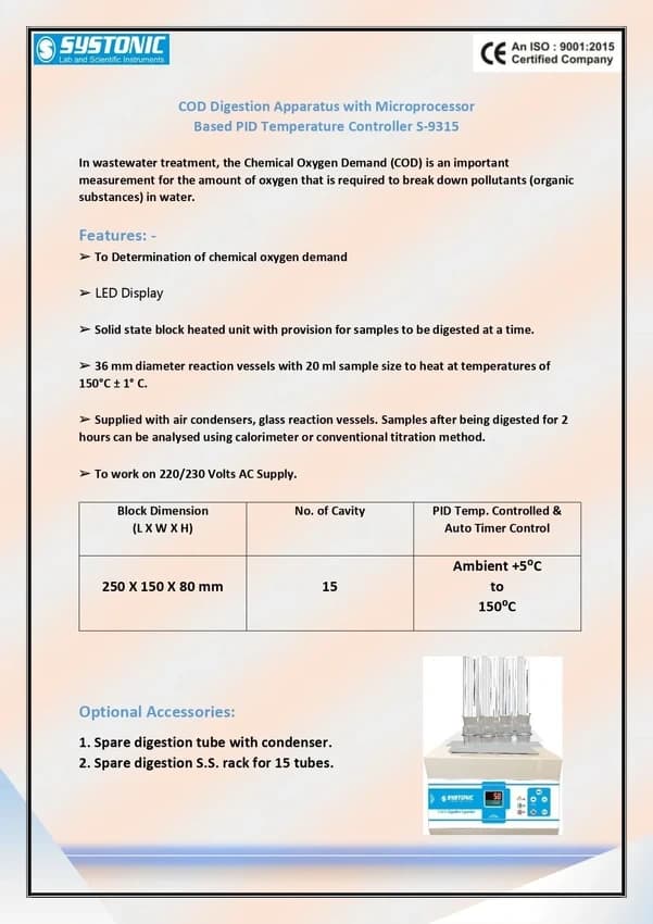 Chemical Oxygen Demand (COD) Digester Apparatus S-9315