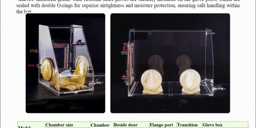 SS Vacuum Glove Box with 2 Ports (200 L, Butyl Rubber)