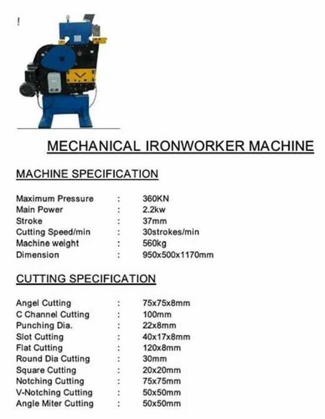 Mechanical Ironworker Machine, For Flat