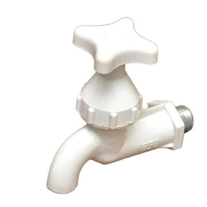 Plastic White Regular Bib Cock, Size: 1/2 Inch