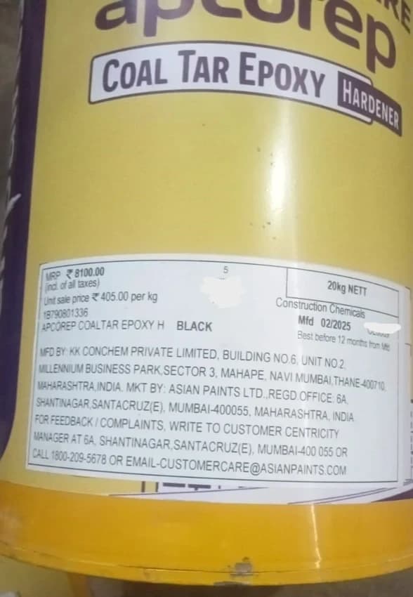 Asianpaints Apcorep Coal Tar Epoxy 80Kg, 20 L