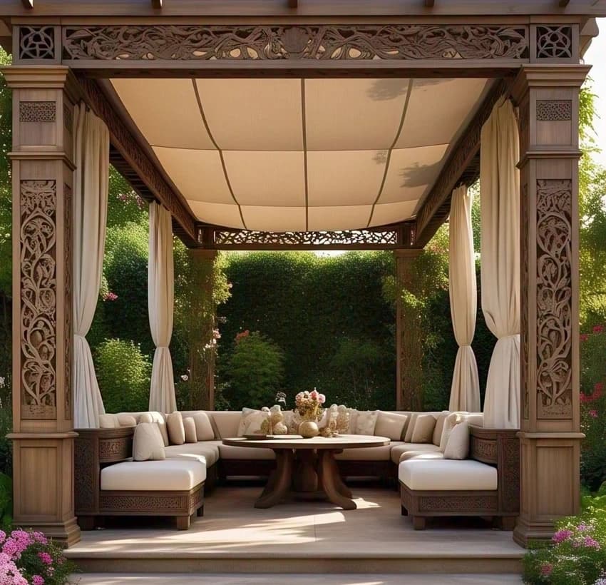 Brown Wooden Luxury Pergola Tent