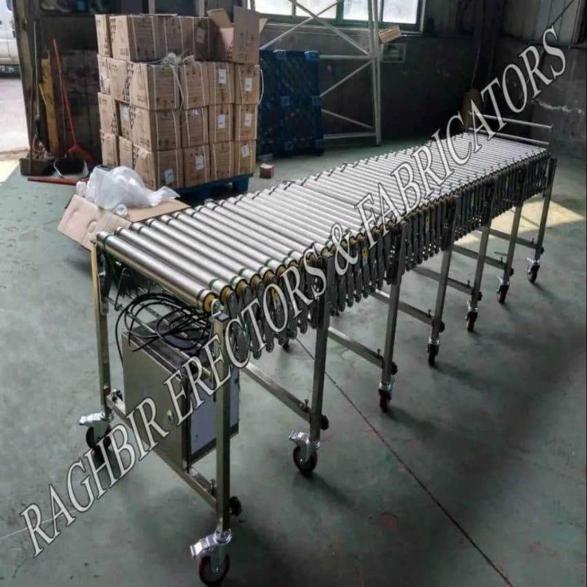 Mild Steel 10-20 Feet Flexible Power Free Roller Conveyor, Capacity: 50 kg/feet, Roller Diameter: 40 mm