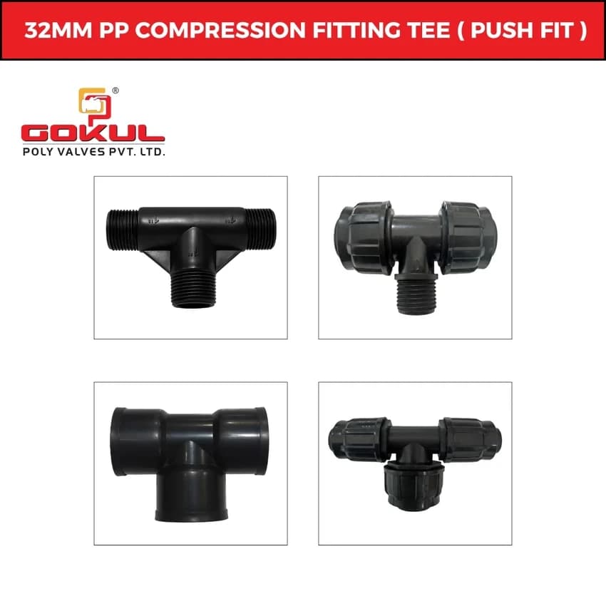 1 inch 32mm PP Compression Tee Lite, For Mini Sprinkler, Pressure rating: PN10