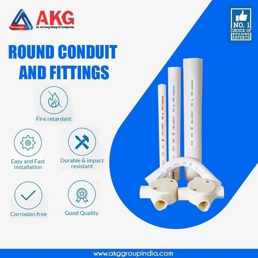 AKG White PVC Conduit Pipes, Type: Medium (MMS), Size: 25 mm