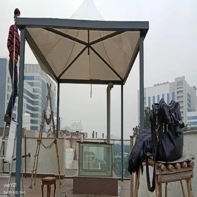 FRP Pyramid White Outdoor Tensile Gazebo