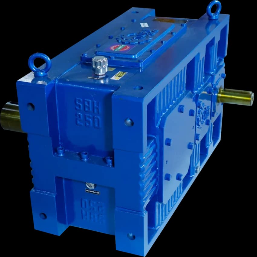 Helical Foot Gearbox for Twin Shaft Shredder Machine, blue, Round
