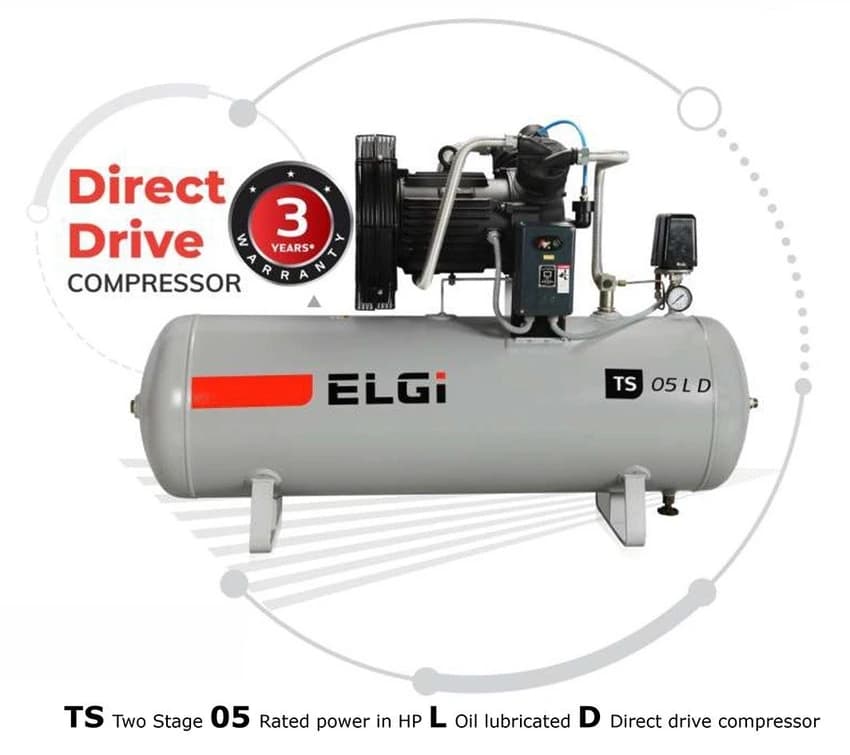 5hp Reciprocating Direct Drive Air Compressor - 12 Bar (175 psi) - LD Series