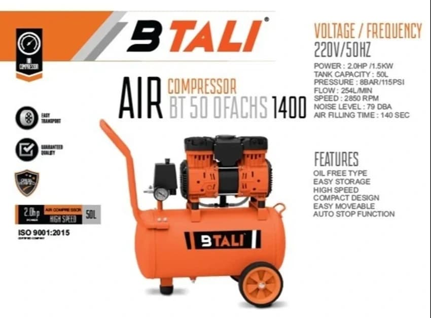 1 HP Oil Free Air Compressor Bt 50 Ofac Btali