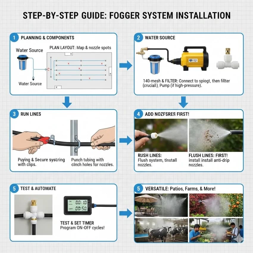 How to install fogger sprinkler system