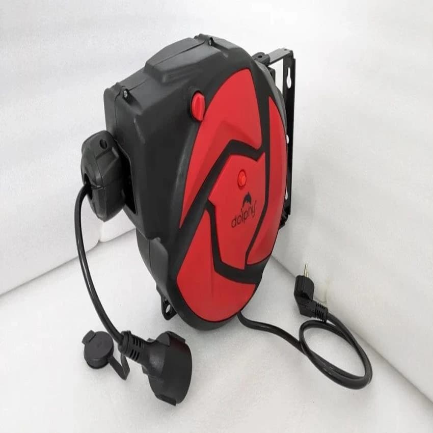 Dolphy Extension Cord Reel, 14 m Auto Retractable, H05vv-F3g1.5mm2 Heavy Duty Black Cable,