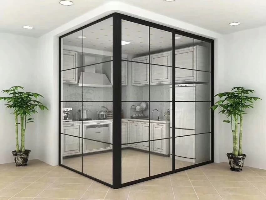 Aluminium Partitions, Standard Section, Infill Material: Glass