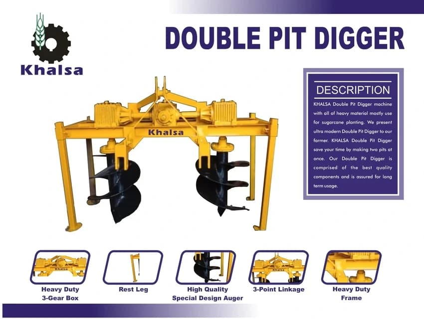 Khalsa Double Pit Digger Machine, For Agriculture & Farming, Petrol