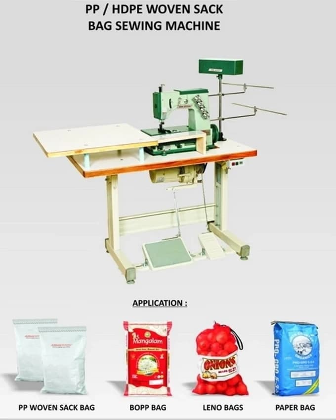 Semi Automatic HDPE Arm Stitch Woven Bag Sewing Machine - Double Needle