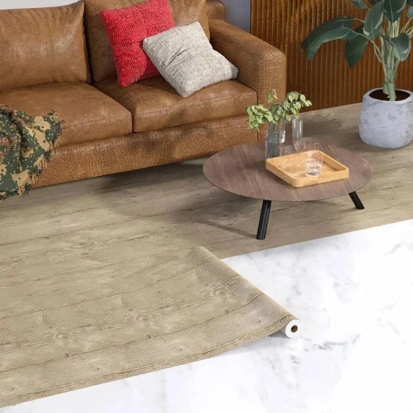 Teak Wood Multicolor Vinyl Flooring Sheet
