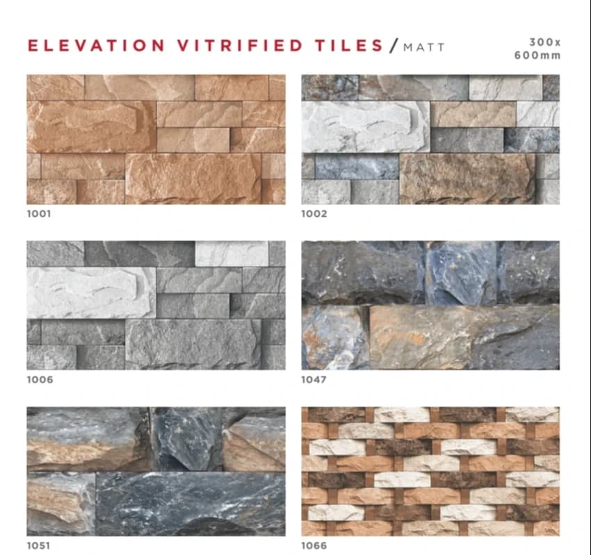 Multicolor Ceramic Elevation Vitrified Tiles (300x600 mm)