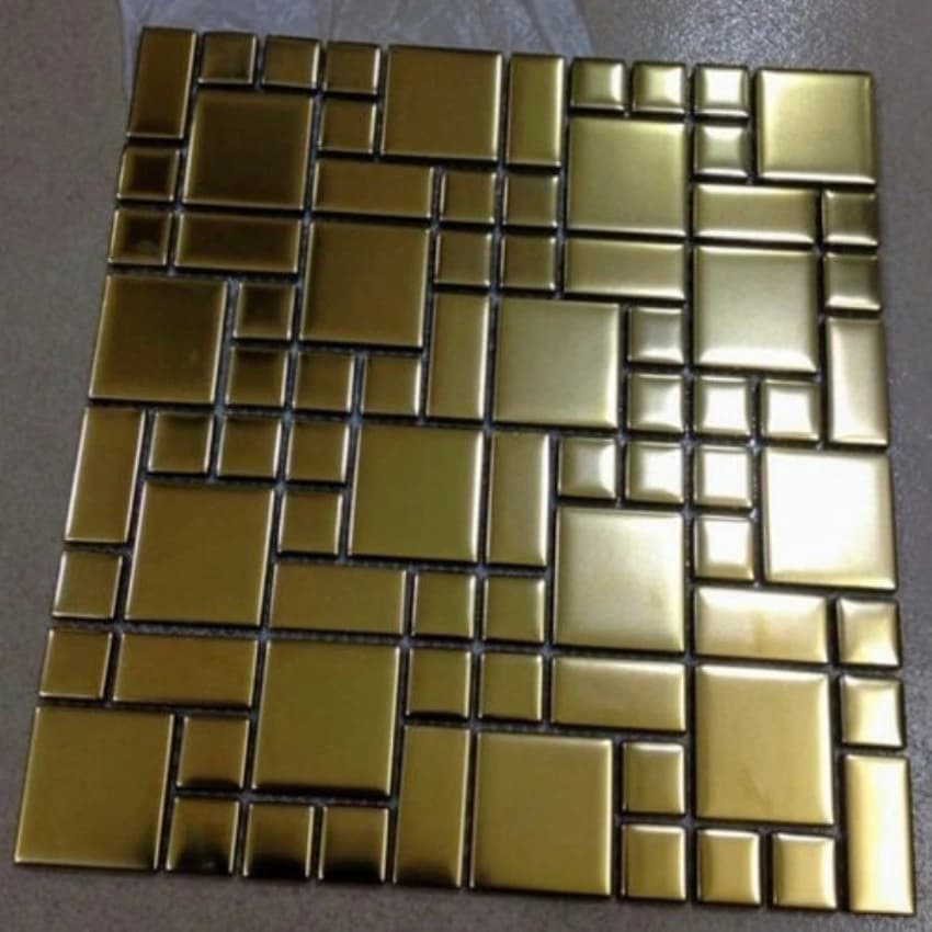 Golden Metallic Mosaic Highliter Tiles, Thickness: 6 - 8 mm
