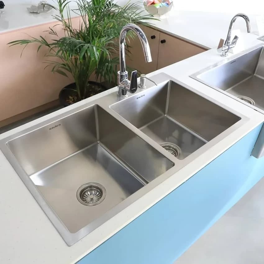 2 Bowl Steeliness Steel Sink, 34x20 inch