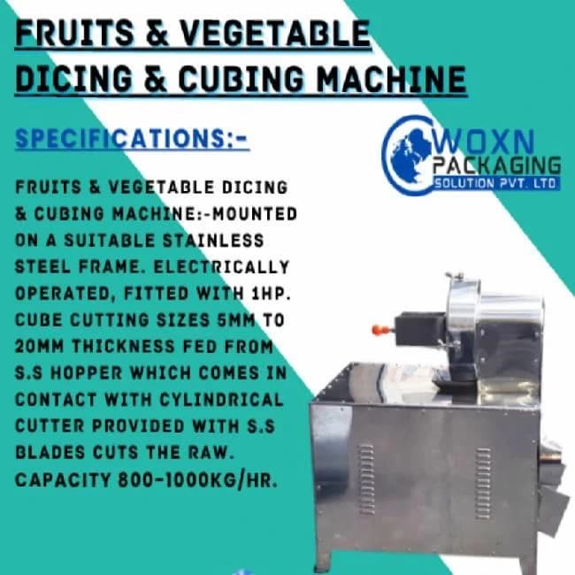 Papaya Dicing & Cubing Machine, For Industrial, Capacity: 500 kg/hr