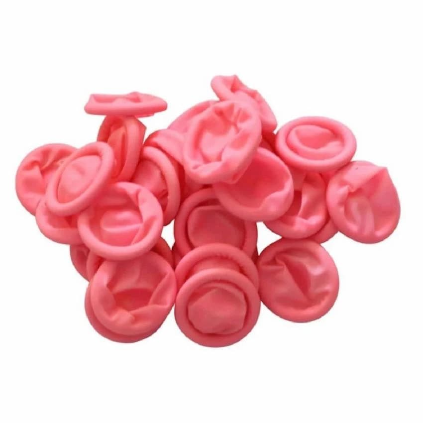 Short Stretch Compression Peach Rubber Anti Static Finger Cots, Size: Small