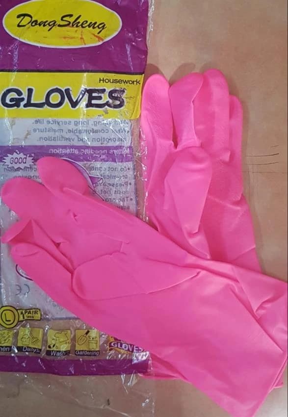 Pink And Blue Latex Hand Gloves, Size: Free Size