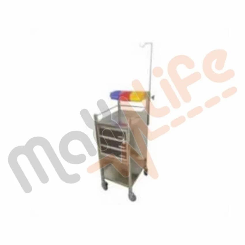 Silver Max-Life Crash Cart Trolley Stainless Steel