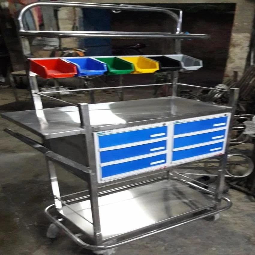Stainless Steel Ss Hospital Crashcart Trolly