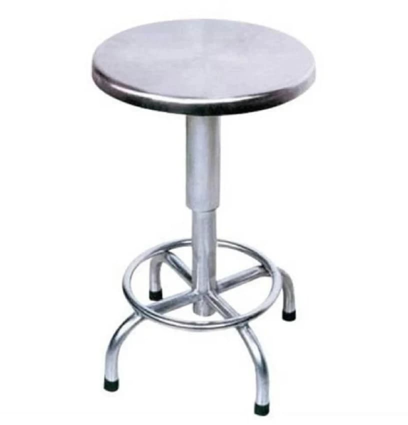 Polished Stainless Steel Surgihub Deluxe Revolving Stool, Without Back Cushion