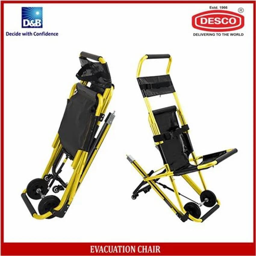 Black and Yellow Evacuation Stair Chair, Size: Standard