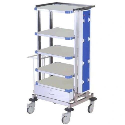 White Mild Steel Laparoscopic Monitor Trolley Hospital, Size: 5FT