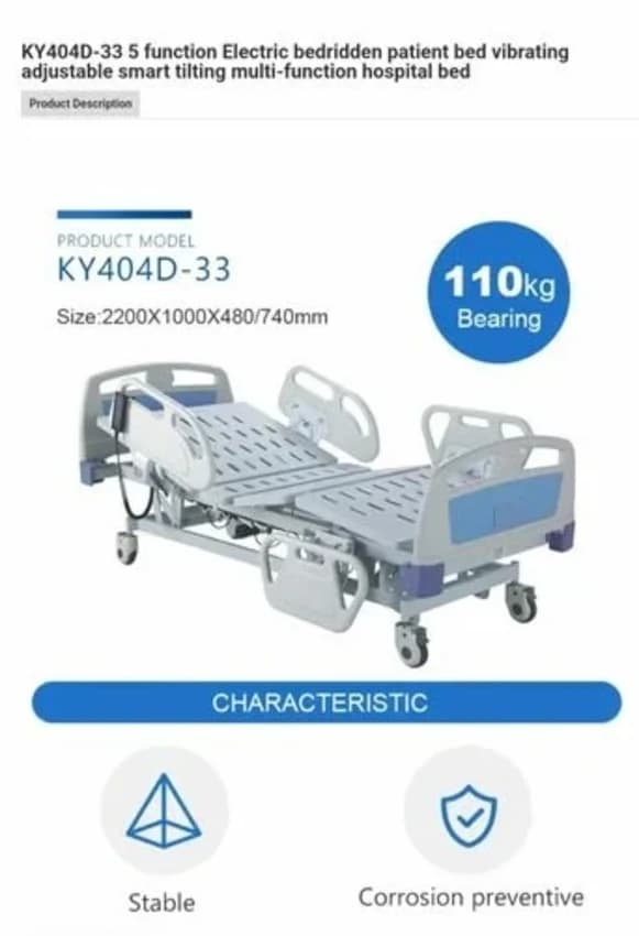 5 FUNCTION ELECTRIC BEDRIDDEN PATIENT HOSPITAL FOWLER BED