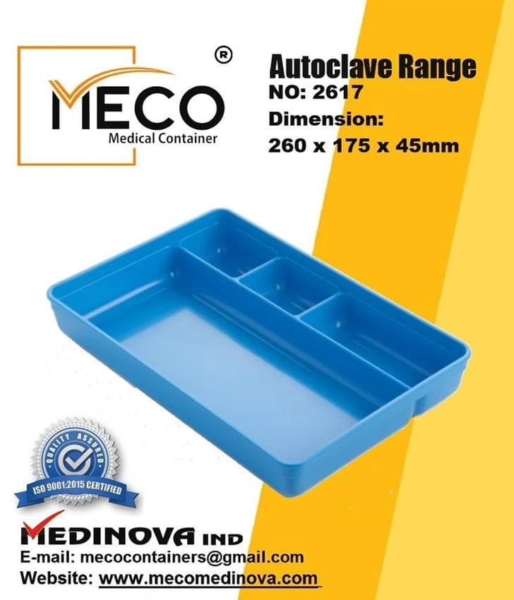 Blue Plastic Compartment Tray, 10 inch, Number Of Compartments: 4