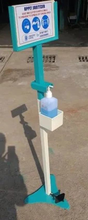 Mild Steel Floor Mounted FOOT OPERATED SANITIZER STAND, Spray Bottle, 500 ML