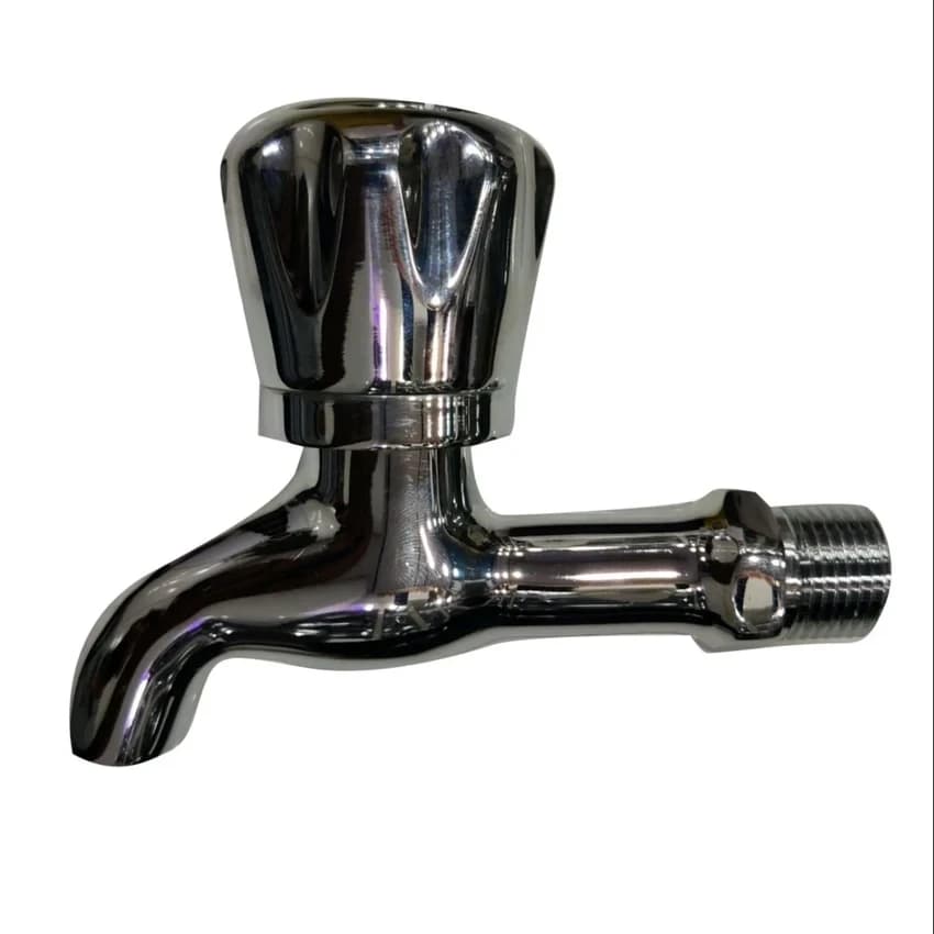 Powder Coated Wall Mounted Brass Single Handle Bib Cock, For Bathroom Fitting, Size: 3inch (diameter)