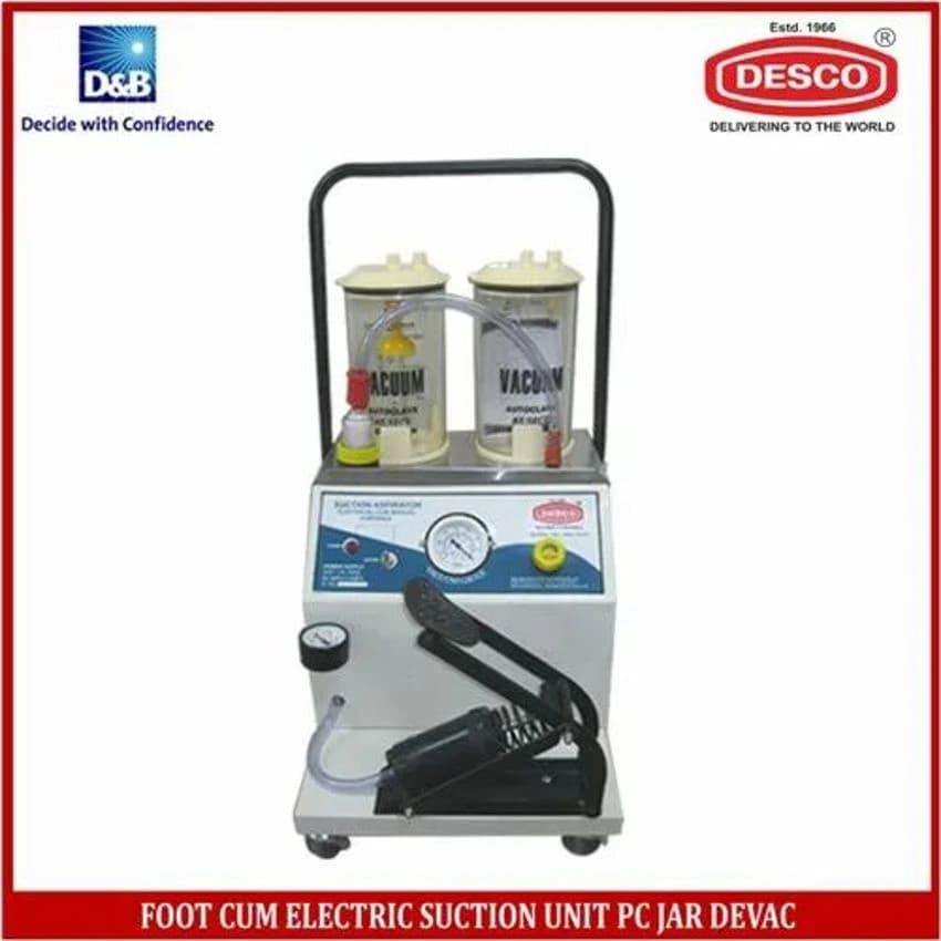 DESCO Foot Cum Electric Suction Unit PC Jar DeVac, For Medical, Capacity: 600 mm