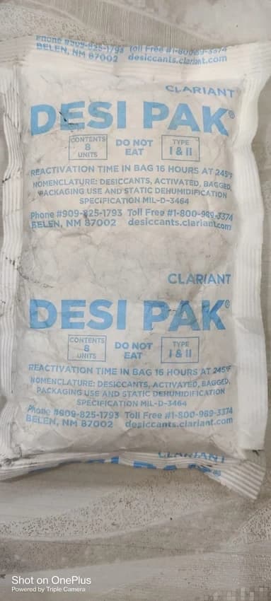 Desi Pak Crystals Desiccant CONTENT 8 UNITS, TYPE I & II ( SPECIFICATION MIL-D-3464), Packaging Type: Pouch
