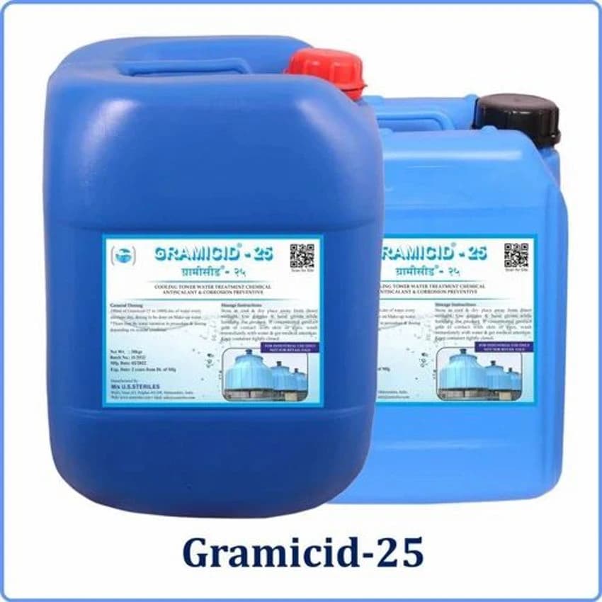 Amber Liquid Cooling tower Antiscalant & Corrosion Inhibitor-GRAMICID-25, For Industrial Use, Packaging Size: 30Kg, 50Kg