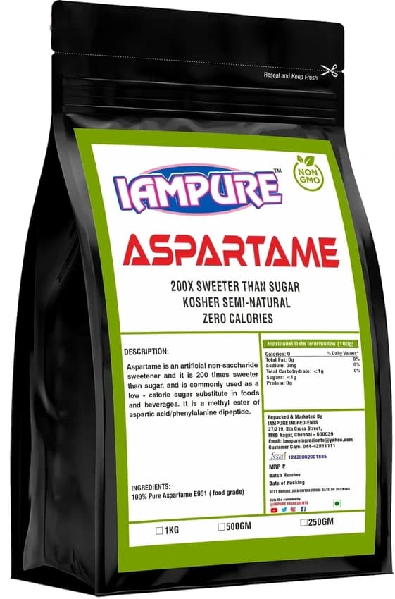Aspartame Sweetener Powder, For Beverages, Packaging Size: 100 g