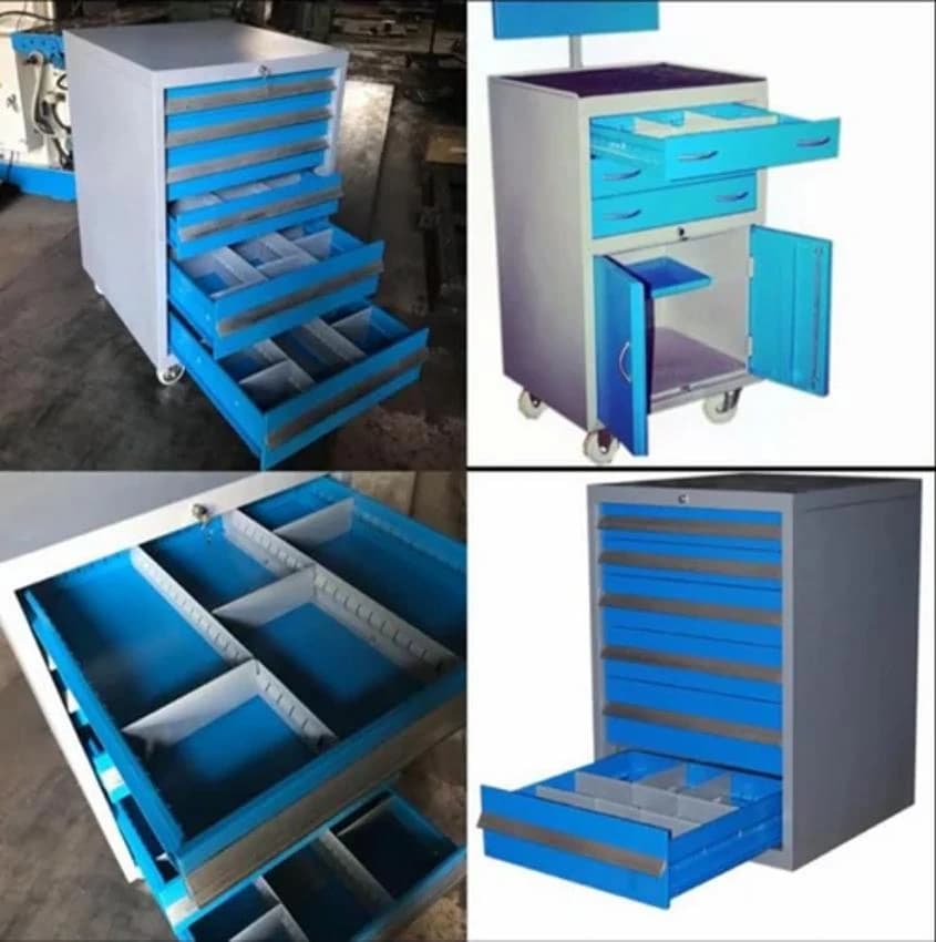 Blood White and Blue Mild Steel EASYMECH HEAVY DUTY CNC MACHINE SHOP TOOL CABINET, Capacity: 150-200 kg