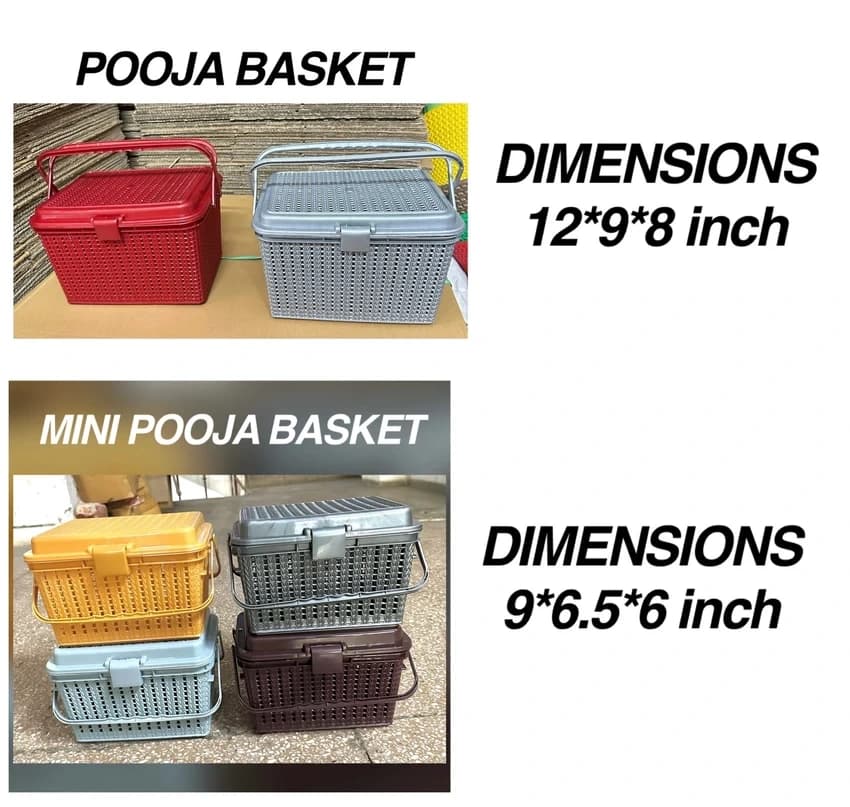 Brown Plastic Mini Pooja Picnic Basket
