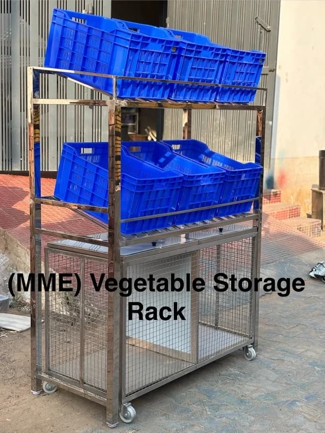 Stainless Steel Fruits And Vegetables Rack, Number of Baskets: 6 baskets, Basket type: Wire basket